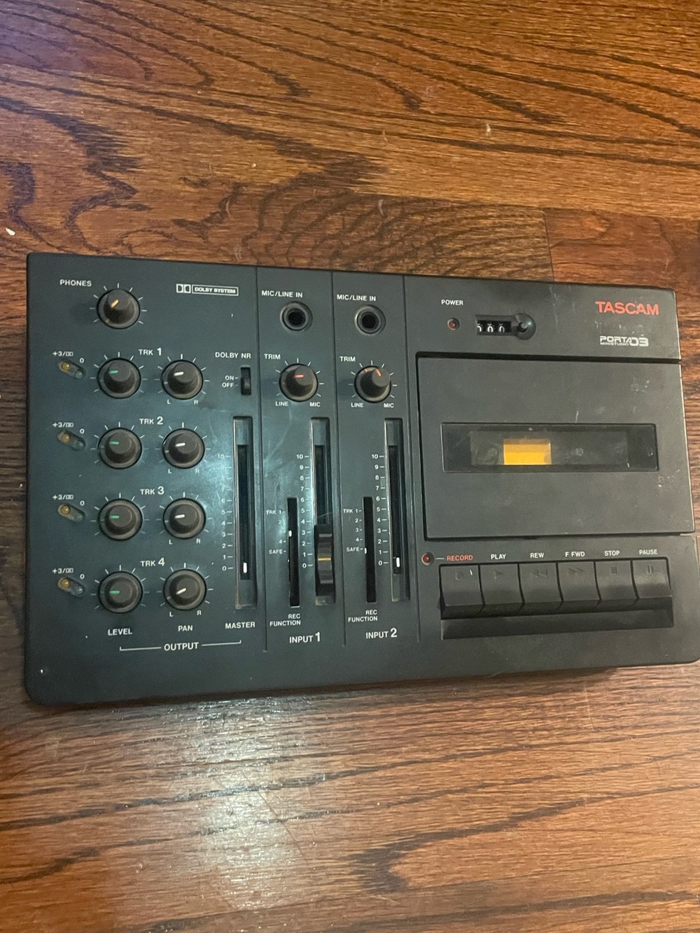 TASCAM Portastudio 03 Portable 4 track. Cassette Recorder - Black- working